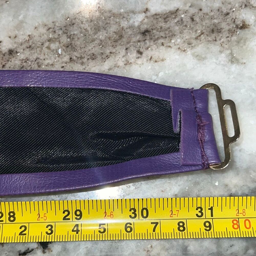 Vintage, Purple Belt with Gold Metal Teardrop Statement Buckle, Women’s Small - Picture 4 of 7